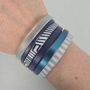 Color By Amber Blue White Stacking Bangle Bracelet Set