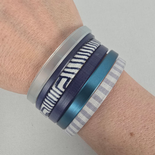 Color By Amber Blue White Stacking Bangle Bracelet Set