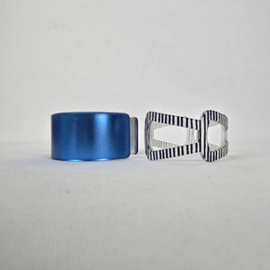 Color By Amber Blue Puzzle Piece Striped Statement Cuff Bracelet Set