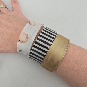 Color By Amber Gold Black White Wide Cuff Bracelet