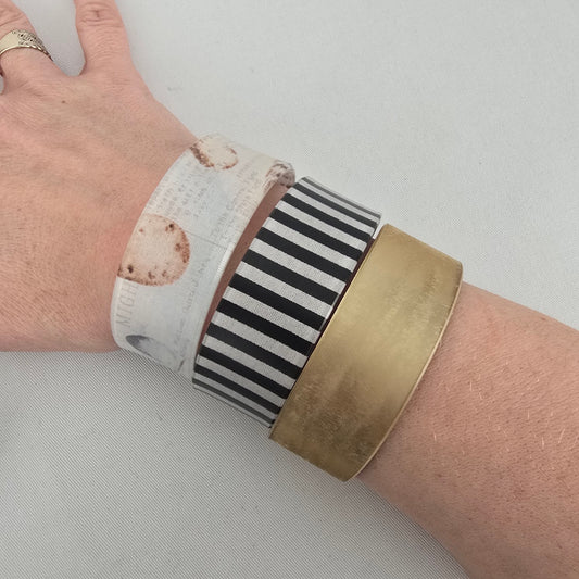 Color By Amber Gold Black White Wide Cuff Bracelet