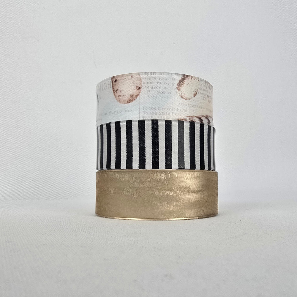 Color By Amber Gold Black White Wide Cuff Bracelet