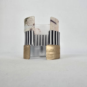 Color By Amber Gold Black White Wide Cuff Bracelet