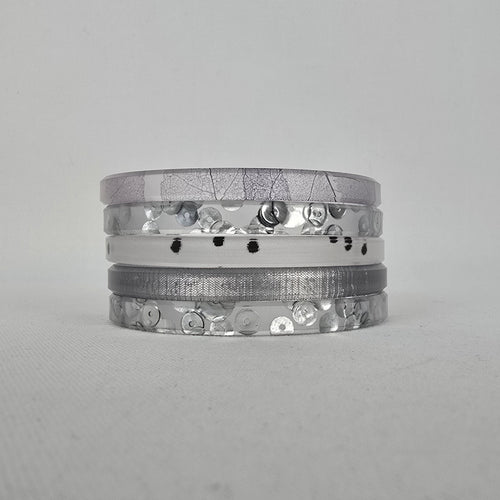 Color By Amber Clear Silver Stacking Bangle Set