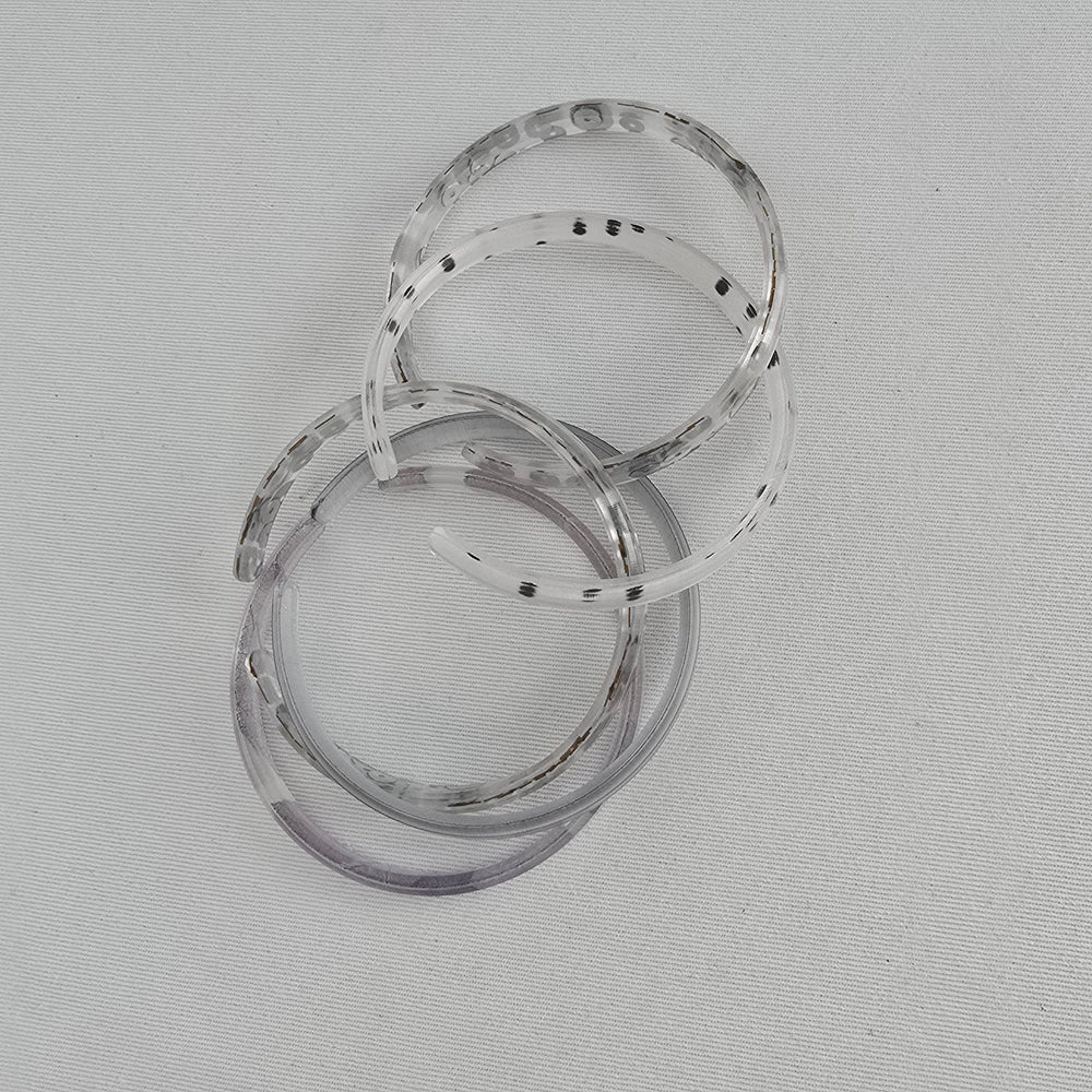 Color By Amber Clear Silver Stacking Bangle Set