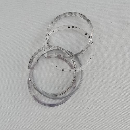 Color By Amber Clear Silver Stacking Bangle Set