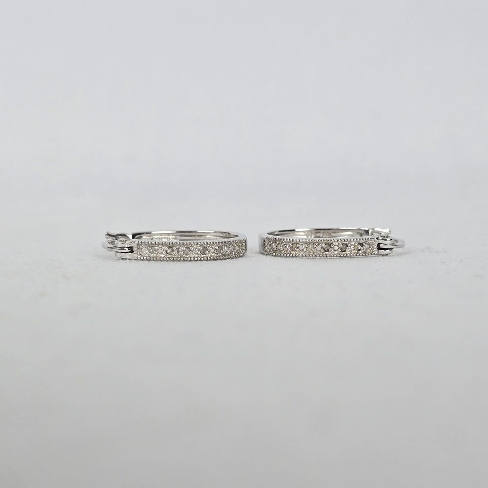 Sterling Silver CZ Channel Set Hoop Earrings