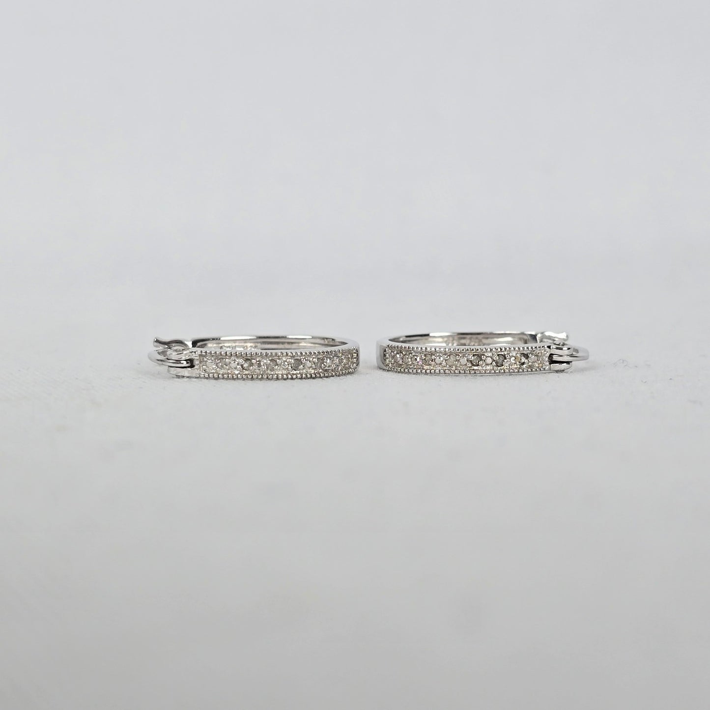 Sterling Silver CZ Channel Set Hoop Earrings