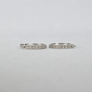 Sterling Silver CZ Channel Set Hoop Earrings