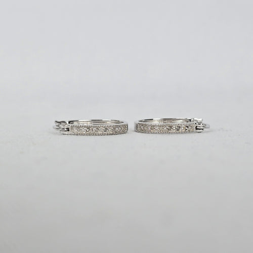 Sterling Silver CZ Channel Set Hoop Earrings