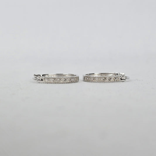 Sterling Silver CZ Channel Set Hoop Earrings