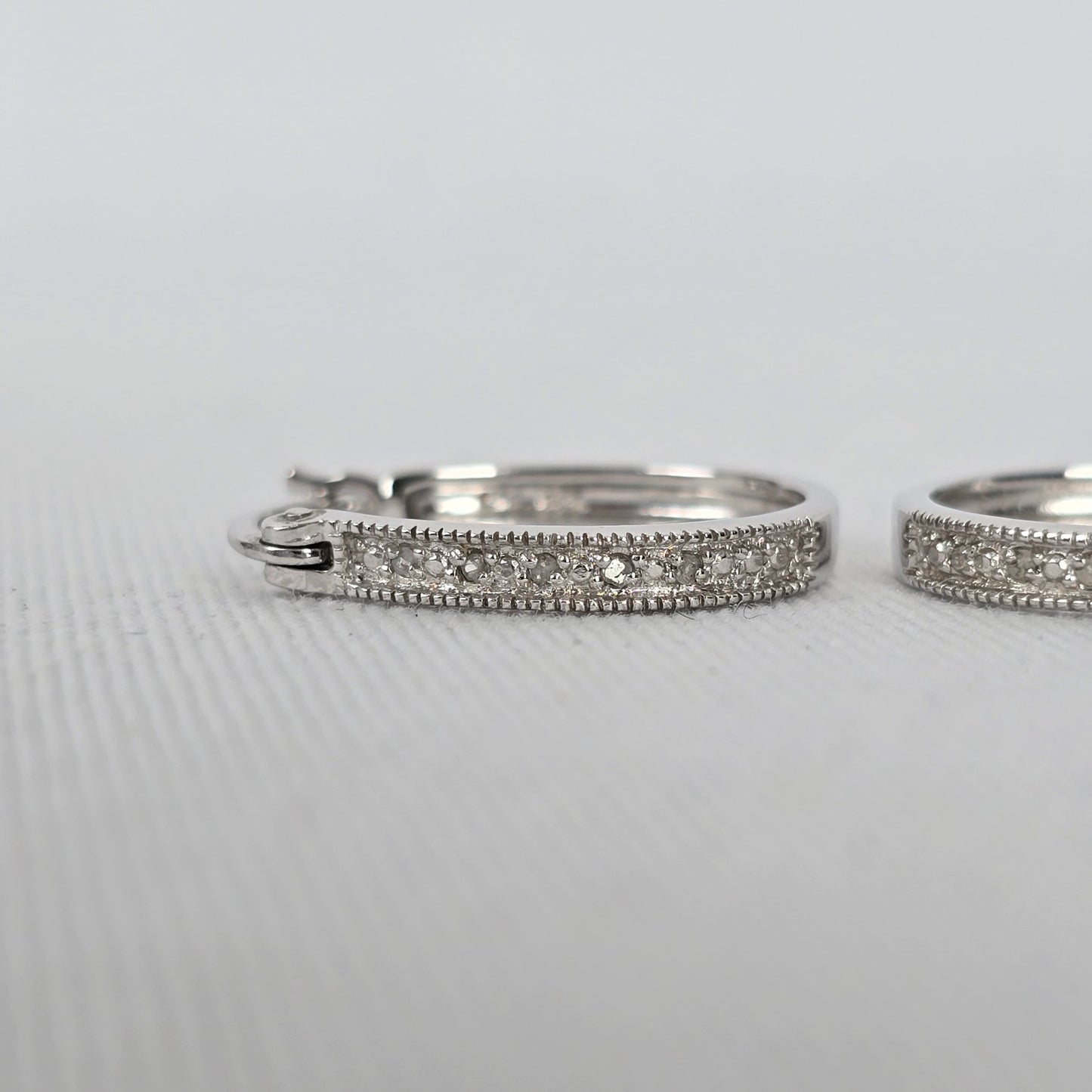 Sterling Silver CZ Channel Set Hoop Earrings