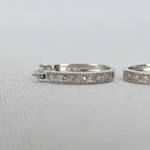 Sterling Silver CZ Channel Set Hoop Earrings