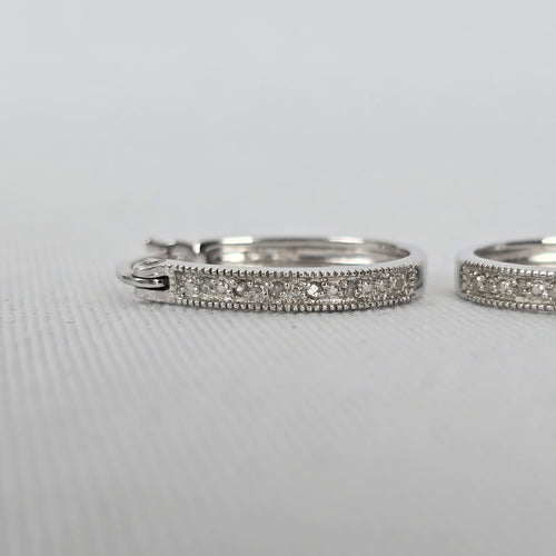 Sterling Silver CZ Channel Set Hoop Earrings