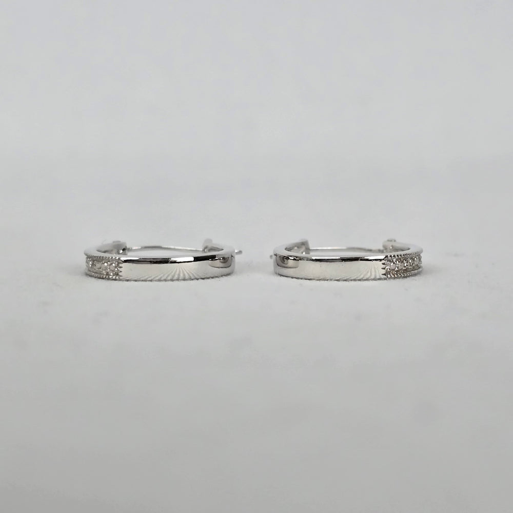 Sterling Silver CZ Channel Set Hoop Earrings
