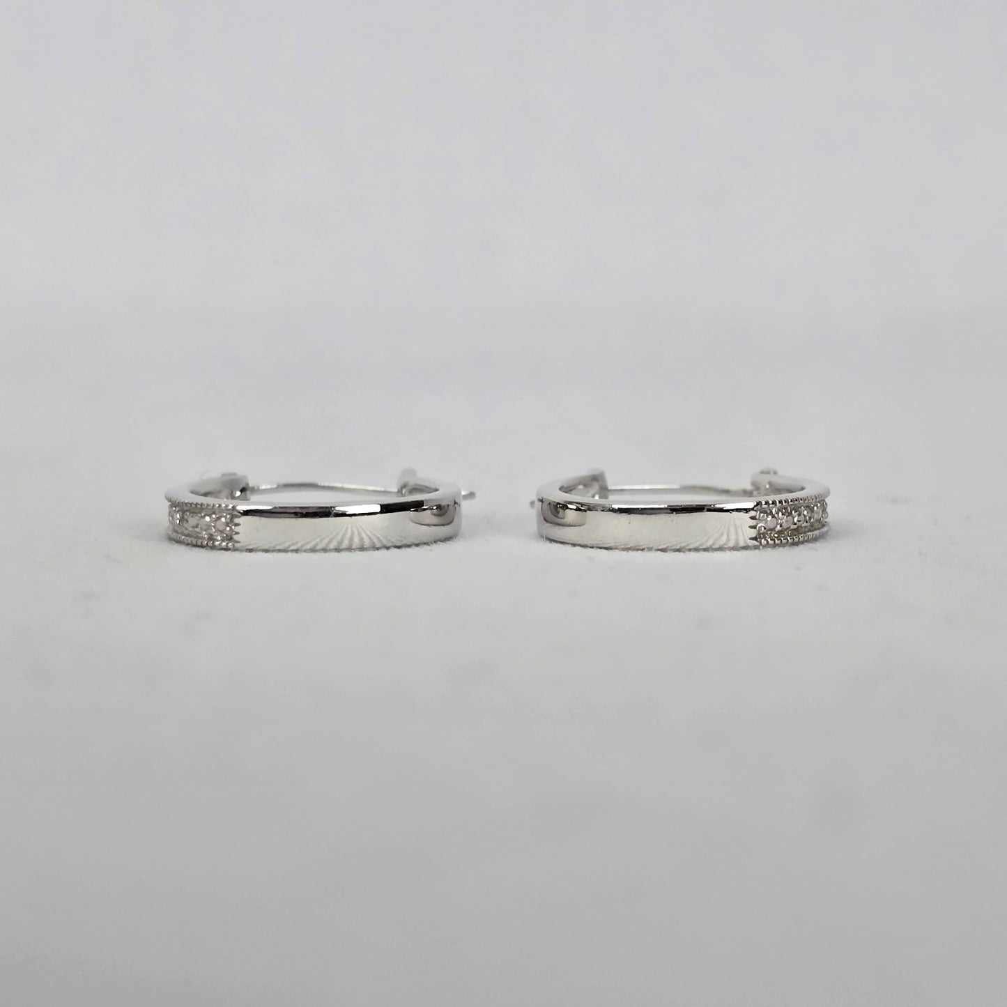 Sterling Silver CZ Channel Set Hoop Earrings