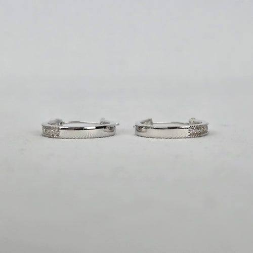 Sterling Silver CZ Channel Set Hoop Earrings