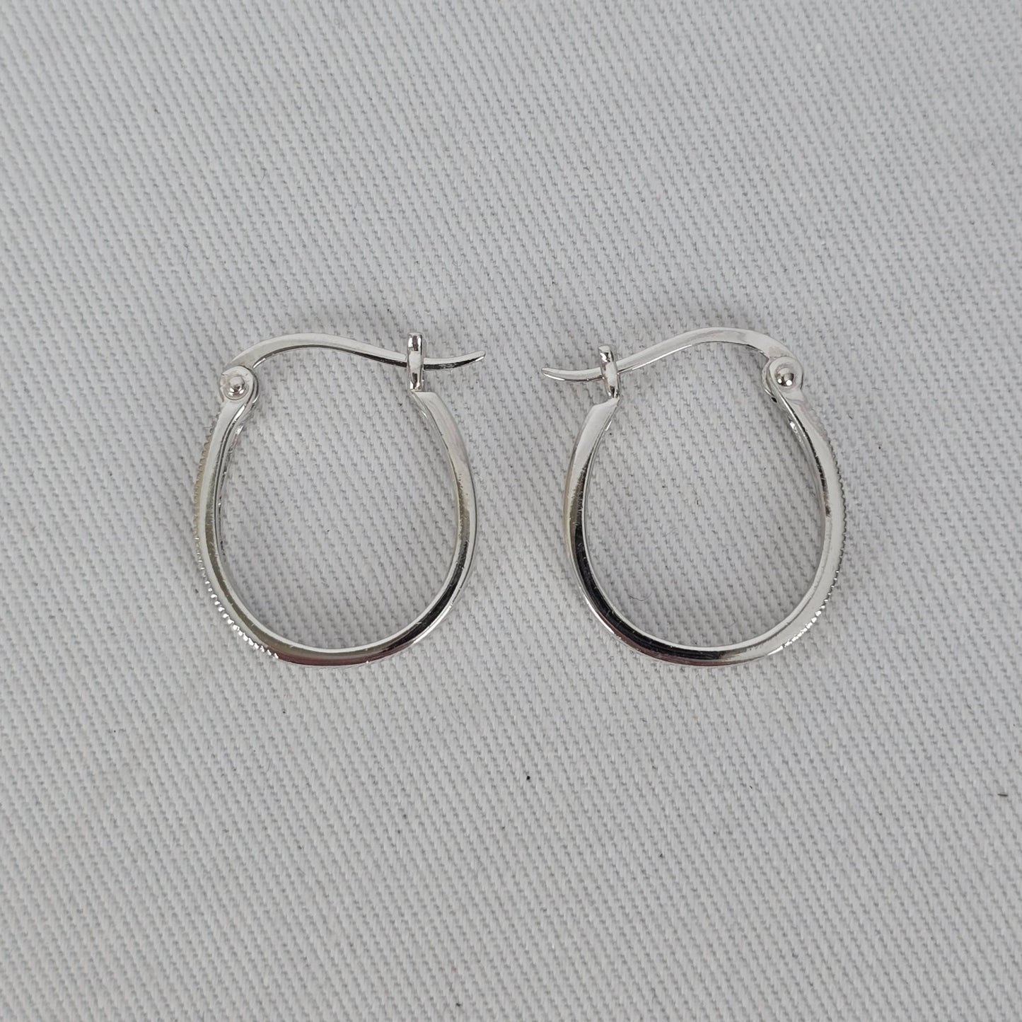 Sterling Silver CZ Channel Set Hoop Earrings