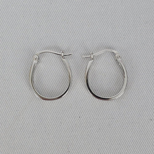 Sterling Silver CZ Channel Set Hoop Earrings