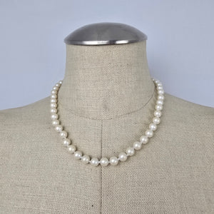 Vintage Faux Pearl Necklace Silver Filigree Clasp