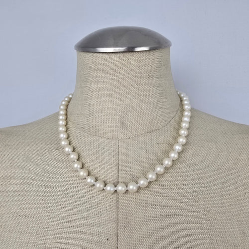 Vintage Faux Pearl Necklace Silver Filigree Clasp