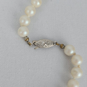 Vintage Faux Pearl Necklace Silver Filigree Clasp