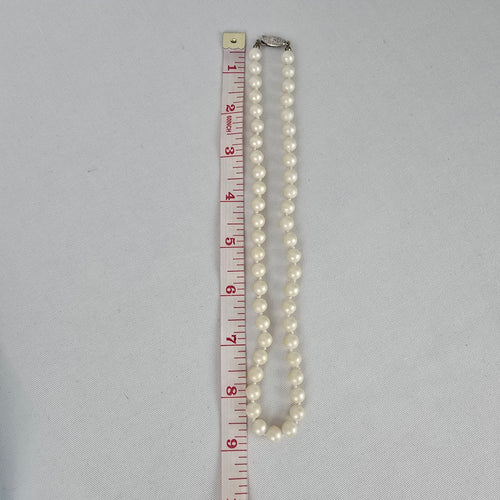 Vintage Faux Pearl Necklace Silver Filigree Clasp