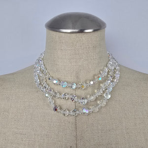 Vintage Aurora Borealis Crystal Multi Strand Necklace