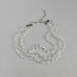 Vintage Aurora Borealis Crystal Multi Strand Necklace