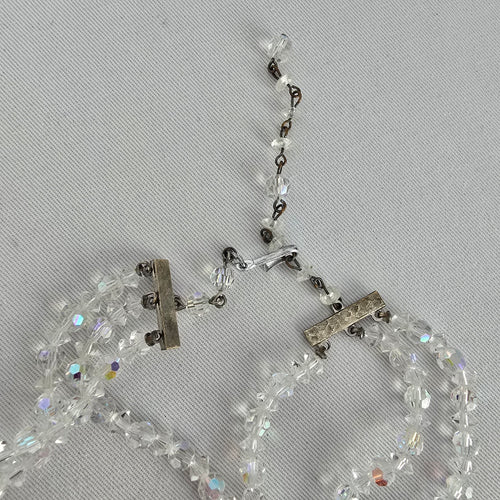 Vintage Aurora Borealis Crystal Multi Strand Necklace
