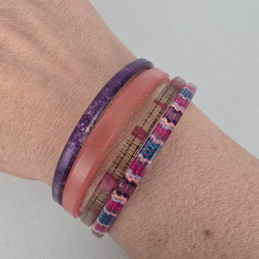 Color By Amber Pink Purple Stacking Bangle Bracelet Set