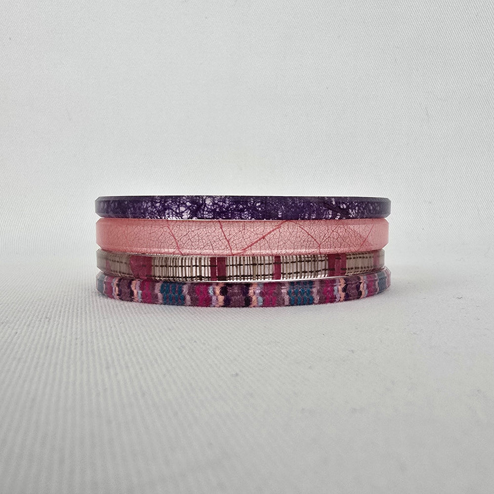 Color By Amber Pink Purple Stacking Bangle Bracelet Set