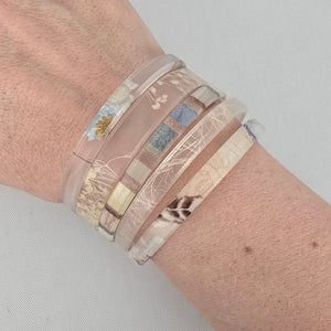 Color By Amber Neutral Floral Stacking Bangle Bracelet Set
