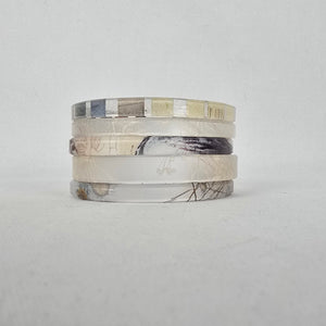 Color By Amber Neutral Floral Stacking Bangle Bracelet Set