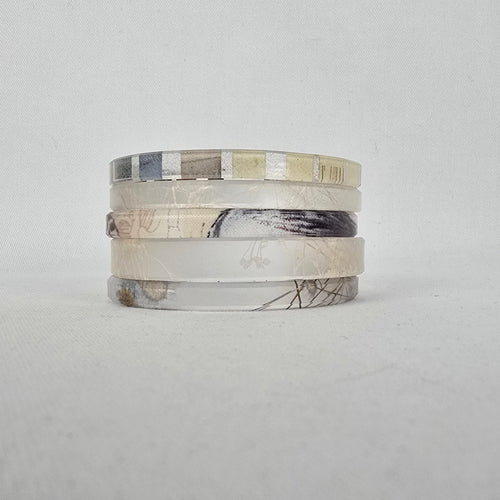 Color By Amber Neutral Floral Stacking Bangle Bracelet Set