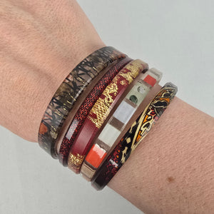 Color By Amber Red Gold Black Stacking Bangle Bracelet Set