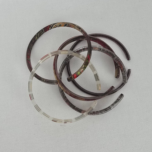 Color By Amber Red Gold Black Stacking Bangle Bracelet Set