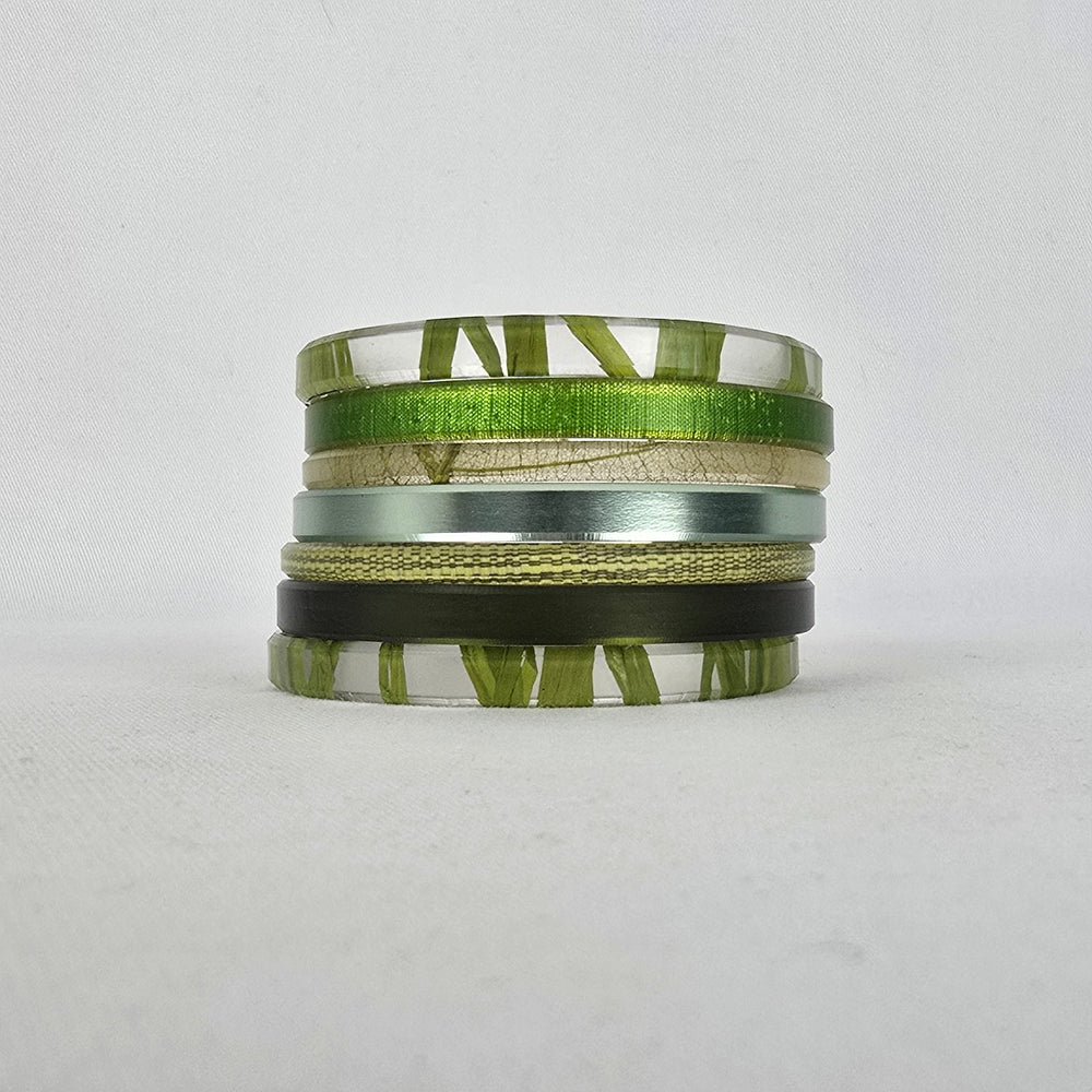 Color By Amber Green Neutral Stacking Bangle Bracelet Set