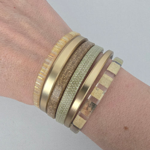 Color By Amber Gold Neutral Stacking Bangle Bracelet Set
