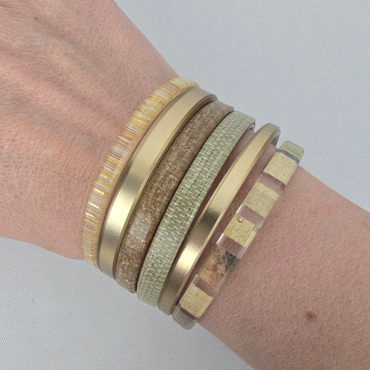 Color By Amber Gold Neutral Stacking Bangle Bracelet Set