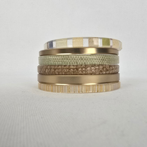 Color By Amber Gold Neutral Stacking Bangle Bracelet Set