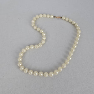 Vintage Faux Pearl Necklace Gold Tone Clasp