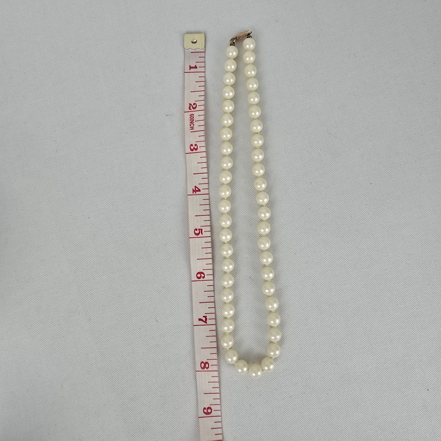 Vintage Faux Pearl Necklace Gold Tone Clasp