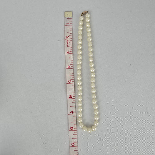 Vintage Faux Pearl Necklace Gold Tone Clasp