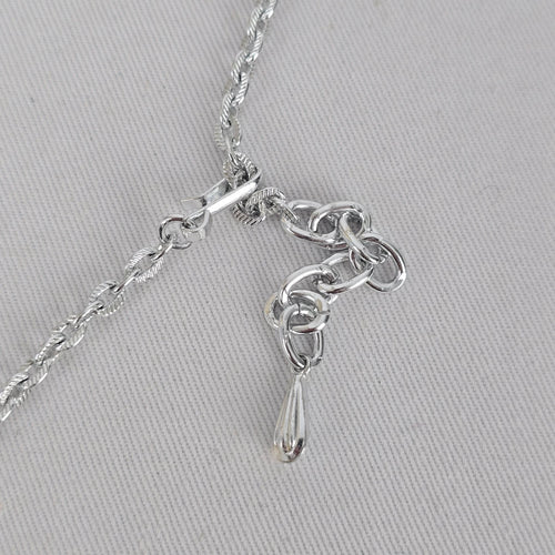 Vintage Silver Tone Textured Link Statement Necklace Hook Clasp