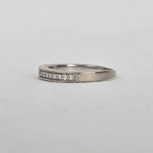 Authentic Scott Kay 14K White Gold Pave Diamond Wedding Band with Side-Engraved Detailing