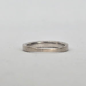 Authentic Scott Kay 14K White Gold Pave Diamond Wedding Band with Side-Engraved Detailing