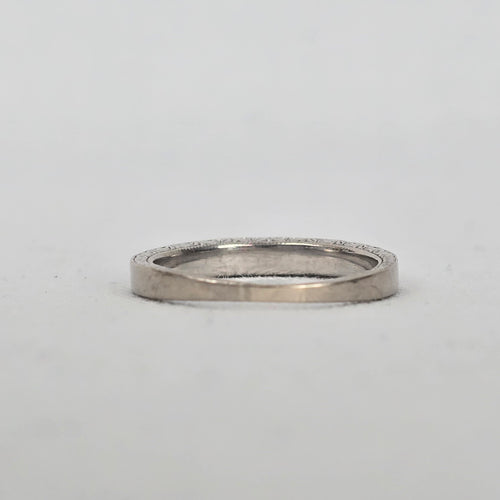 Authentic Scott Kay 14K White Gold Pave Diamond Wedding Band with Side-Engraved Detailing