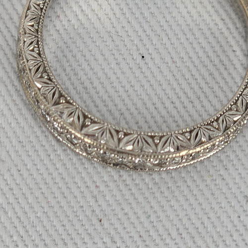Authentic Scott Kay 14K White Gold Pave Diamond Wedding Band with Side-Engraved Detailing