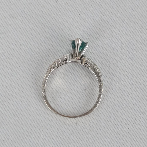 Scott Kay 14K White Gold Pear Lab-Grown Emerald & Diamond Vintage-Style Ring